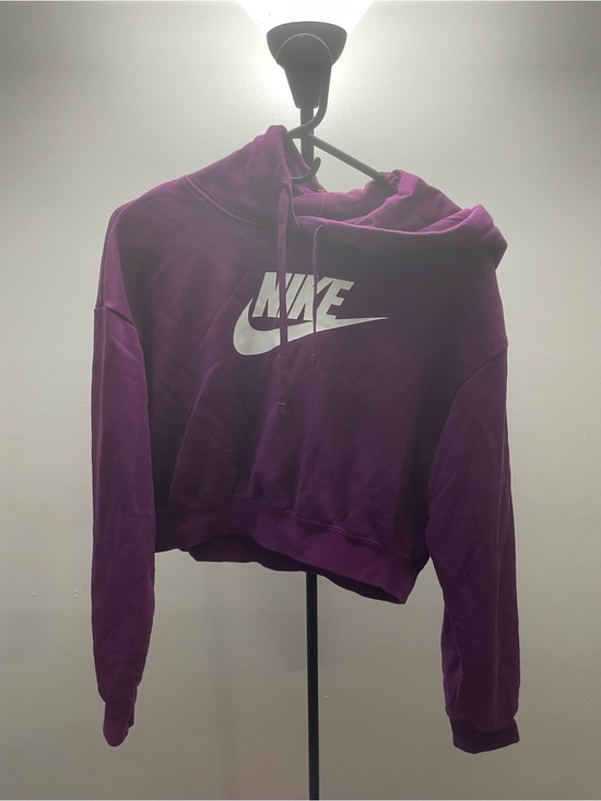 Nike Sweaters - Nike Women's Purple Cropped Pullover Hoodie with White Logo